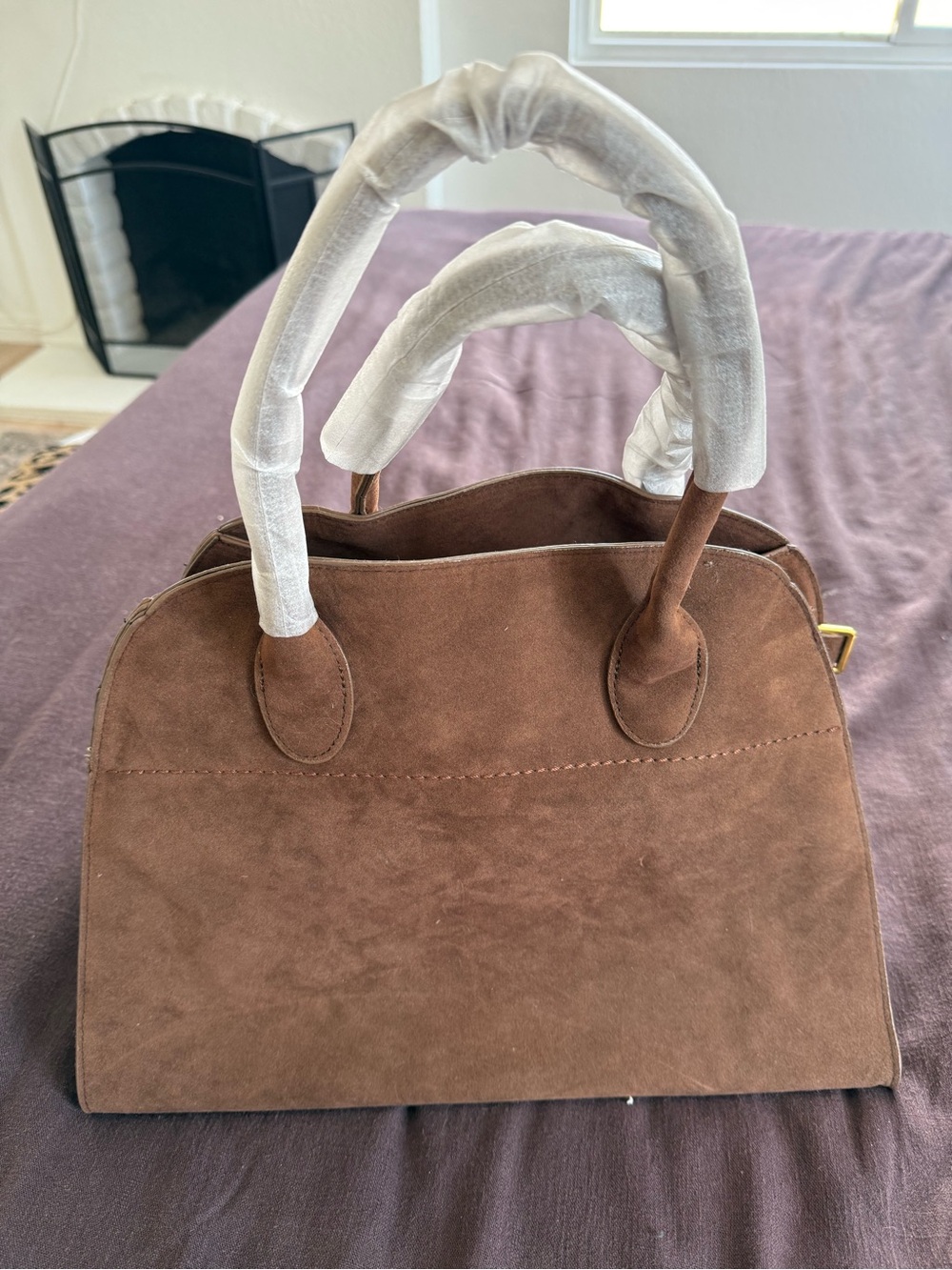 Brown Suede Women's Satchel Handbag